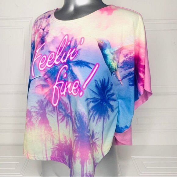 FEELIN’ FINE CROP TOP COLOUR SPLASH TEE WOMEN SIZE MEDIUM - Picture 3 of 8